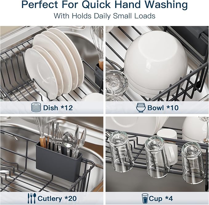 Grey Dish Drying Rack Over Sink - Image 7