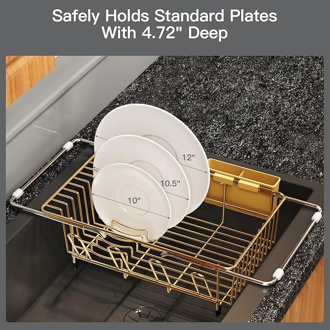 Gold Dish Drying Rack Over Sink - Image 8