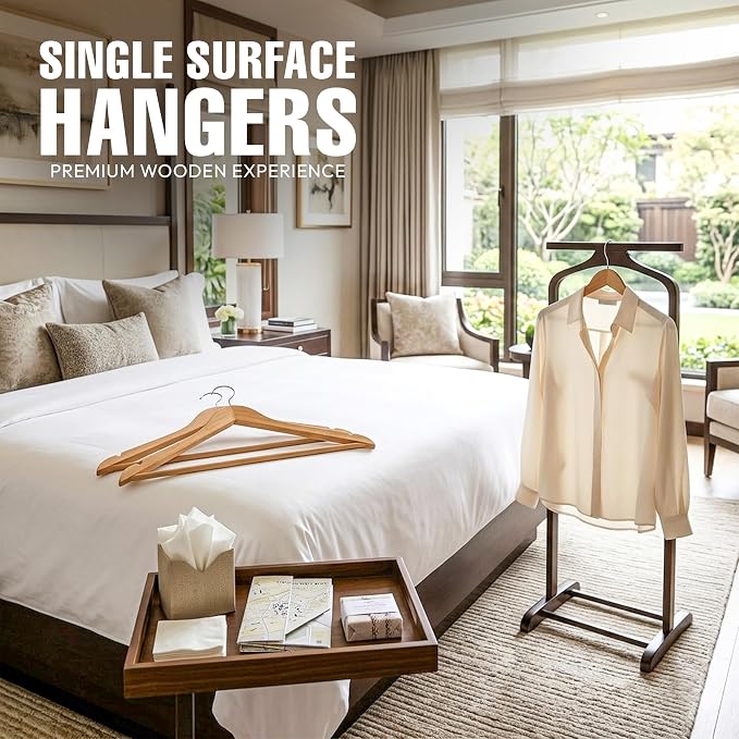 Utopia Home Wooden Hangers 30 Pack – Slim Suit Hangers Natural | 360° rotatable - Image 3