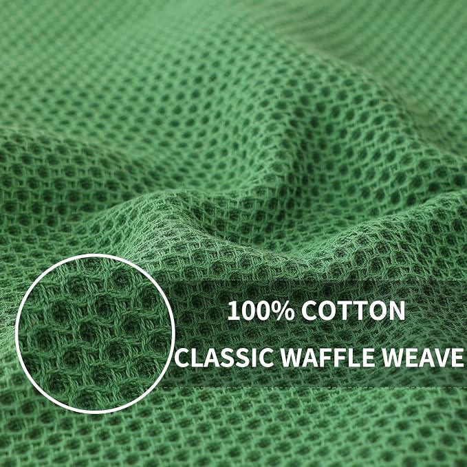 Homaxy 100% Cotton Waffle Weave Kitchen Dish Towels 4-Pack, Grass Green | 13 x - Image 2