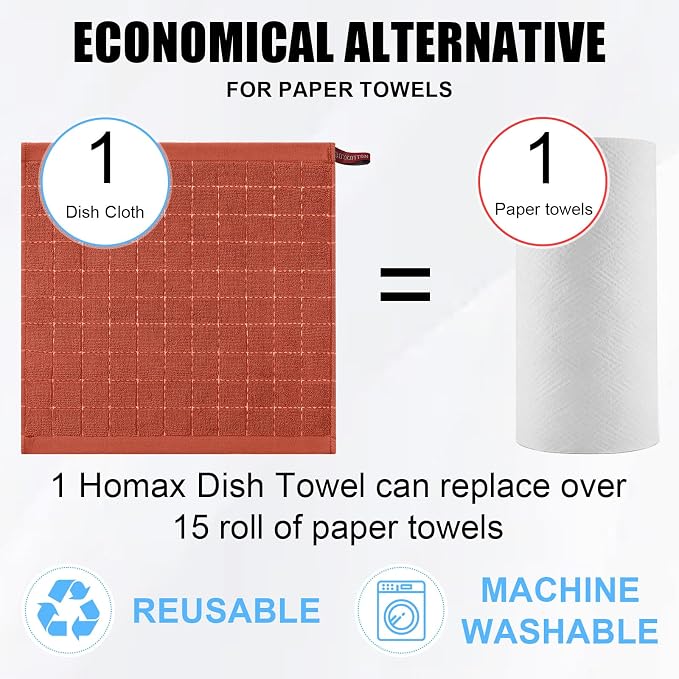 Homaxy 100% Cotton Terry Kitchen Towels, 8 Pack - Image 7