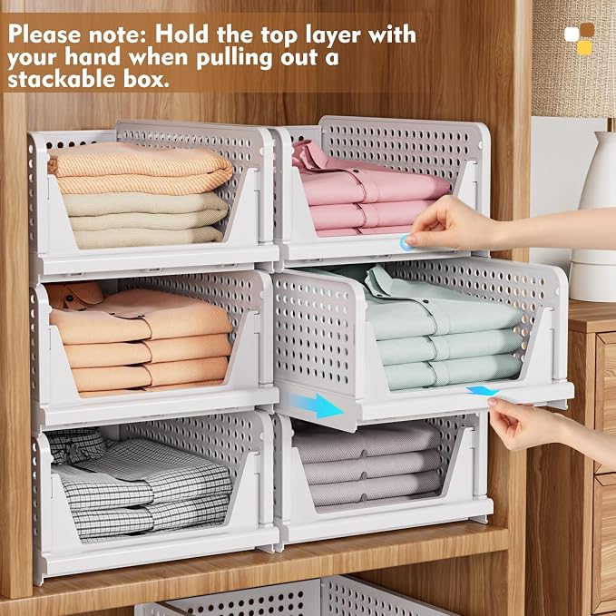 8 Pack Closet Organizers and Storage, Stackable & Foldable Closet Bins - Image 6