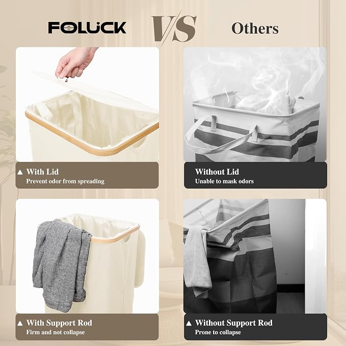 Foluck Large Laundry Hamper, 100L Waterproof Laundry Basket - Image 4