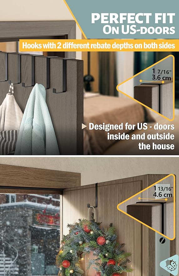 Menz Over the Door Hooks 10 Pack, 2-Sided Fits 1 3/8" & 1 3/4" Door, Bathroom - Image 5