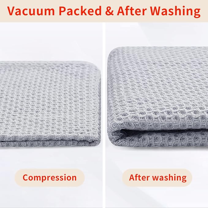 Homaxy 100% Cotton Waffle Weave Kitchen Dish Cloths 12-Pack, Light Gray | 12 x - Image 7