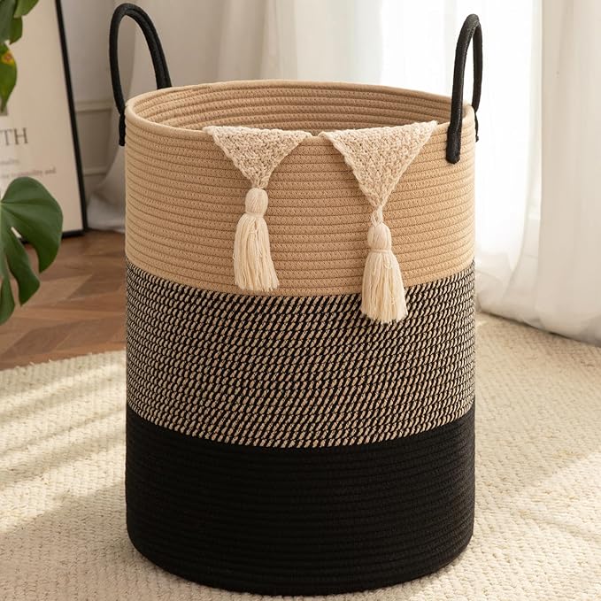 OIAHOMY 80L Nursery Hamper Laundry Basket Laundry Hamper Yellow/Black by MasterofSpaceOptimization