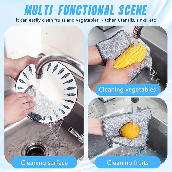Wangjinpeng 8PK 4-Layer Non-Scratch Wire Dishcloths, 7.87 x 7.87 in - Image 5