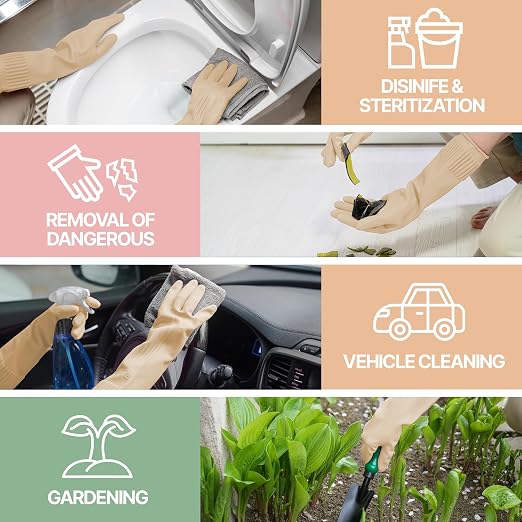 Rubber Dishwashing Gloves, Non-Slip Kitchen, Ivory XL, 3 Pairs | Korean natural - Image 4