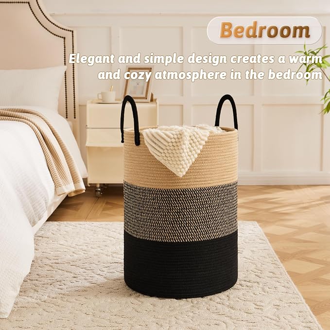 Artfeel Laundry Basket, Woven Cotton Rope Laundry Hamper, 40L - Image 4