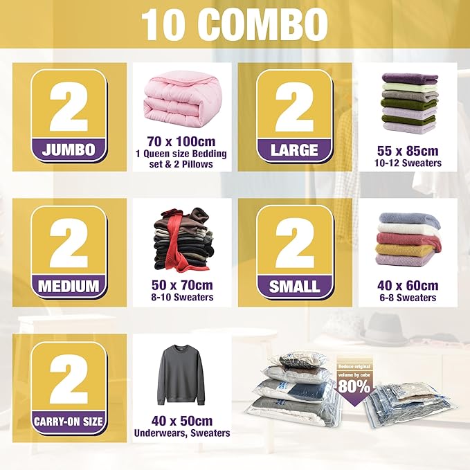 HIBAG Vacuum Storage Bags, Space Saver Bags - Image 2