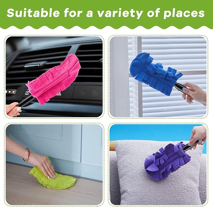 Zubebe 12 Pcs Reusable Duster Refills Fleece, Dark Color | Soft Polyester Fiber - Image 5