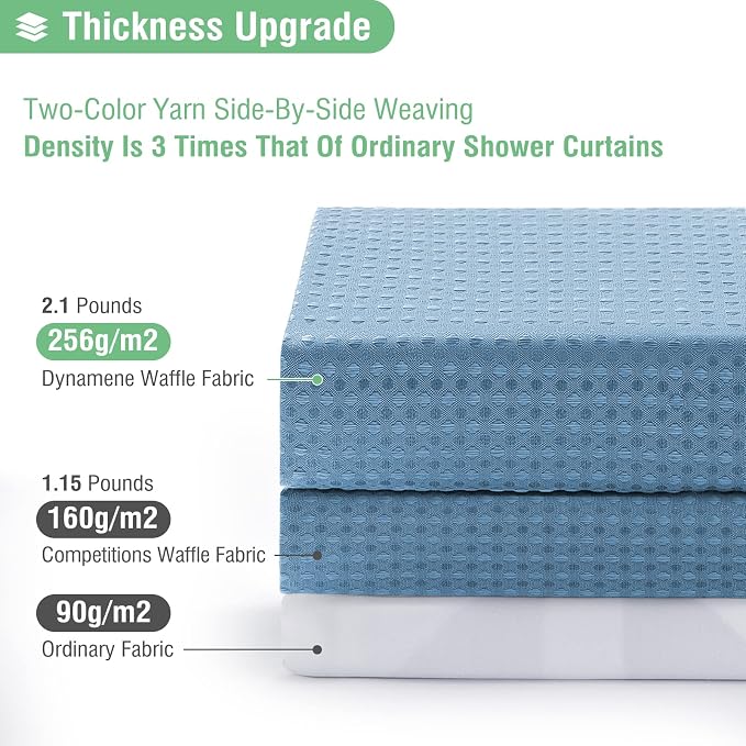 Dynamene Extra Long Waffle Shower Curtain 256 GSM 72"x90" Moonlight Blue - Image 4