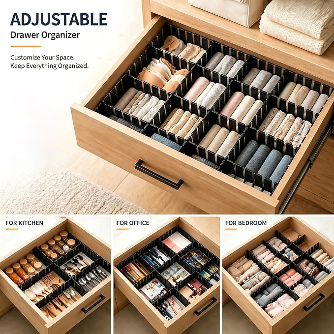 Adjustable Drawer Dividers, Cut-to-Fit DIY Organizers, Clothes and Dresses in - Image 7