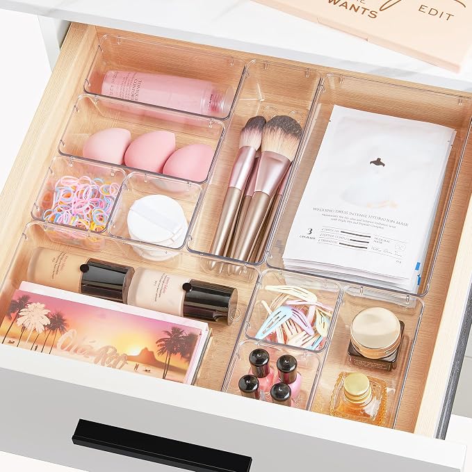 Vtopmart 44 PCS Clear Plastic Drawer Organizers Set, Vanity Organizer Trays | - Image 3