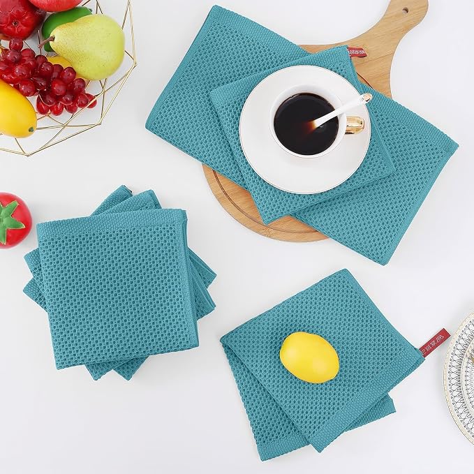 Homaxy 100% Cotton Waffle Weave Kitchen Dish Cloths 24-Pack, Lake Blue | 12 x - Image 7