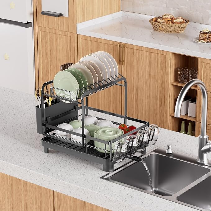 Runnatal 2-Tier Dish Drying Rack, Large Dish Drainers - Image 8
