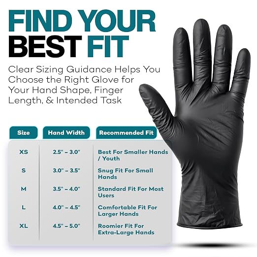 Disposable Black Nitrile Gloves Large 100 Count - Image 7