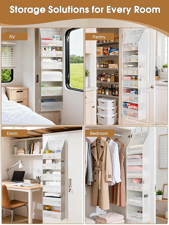 Over the Door Organizer, Heavy-Duty 6-Shelf Hanging Storage - Image 7