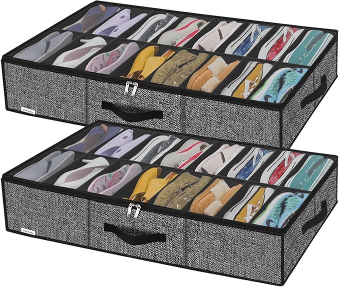 Onlyeasy Sturdy Under Bed Shoe Storage Solution Organizer by Onlyeasy