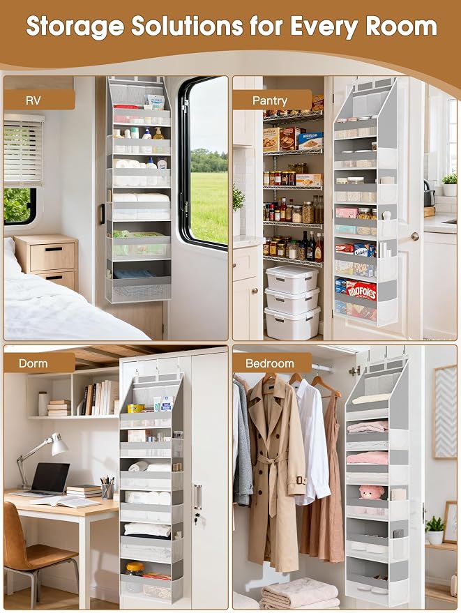 2 Pack Over The Door Organizer, Heavy-Duty 6-Shelf Hanging Storage - Image 7