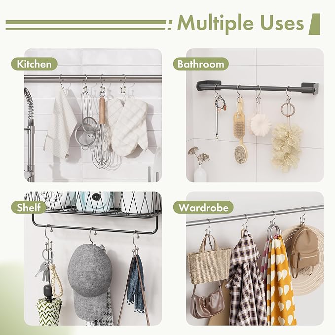 Amazer Matte Nickel Shower Curtain Hooks, Rust-Resistant Metal Shower Hooks - Image 7