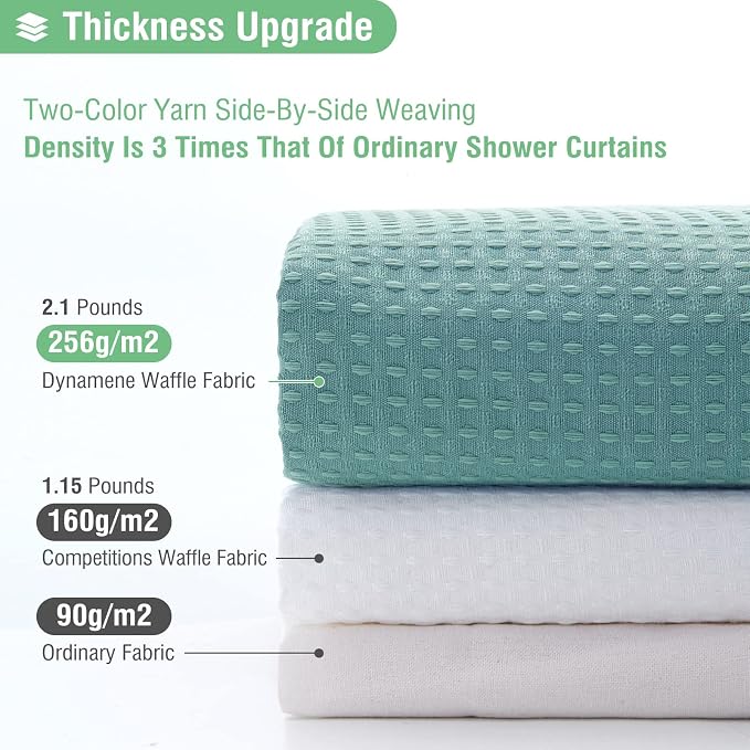 Dynamene Extra Long Waffle Shower Curtain 256 GSM 72"x96" Teal/Turquoise - Image 2