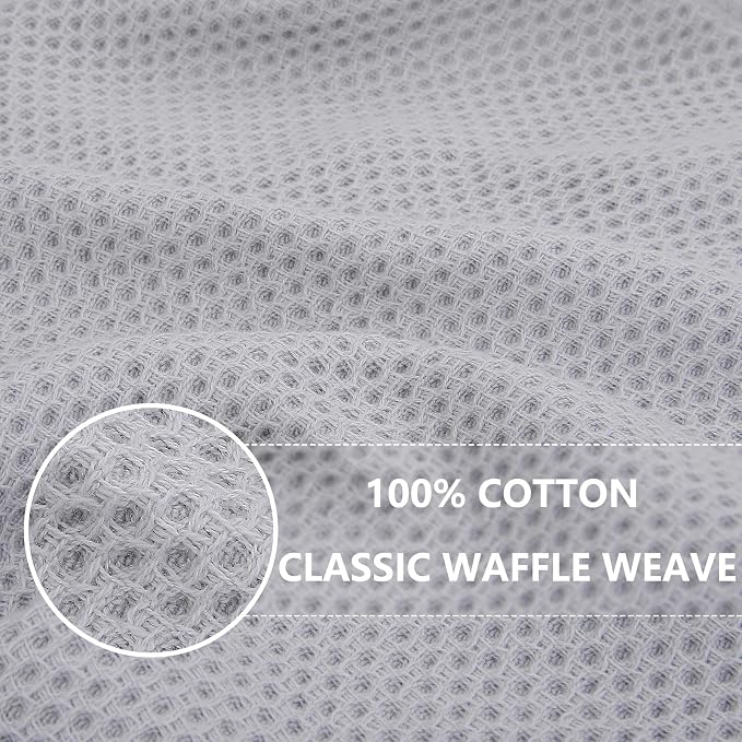 Homaxy 100% Cotton Waffle Weave Kitchen Dish Cloths 8-Pack, Light Gray | 12 x - Image 2