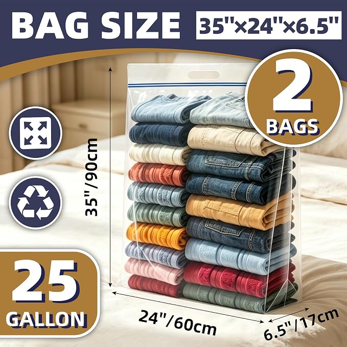 2 Pack 25 Gallon Jumbo Storage Bags - Image 2
