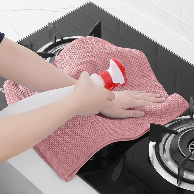 Homaxy 100% Cotton Waffle Weave Kitchen Dish Towels 6-Pack, Dried Rose | 13 x - Image 5