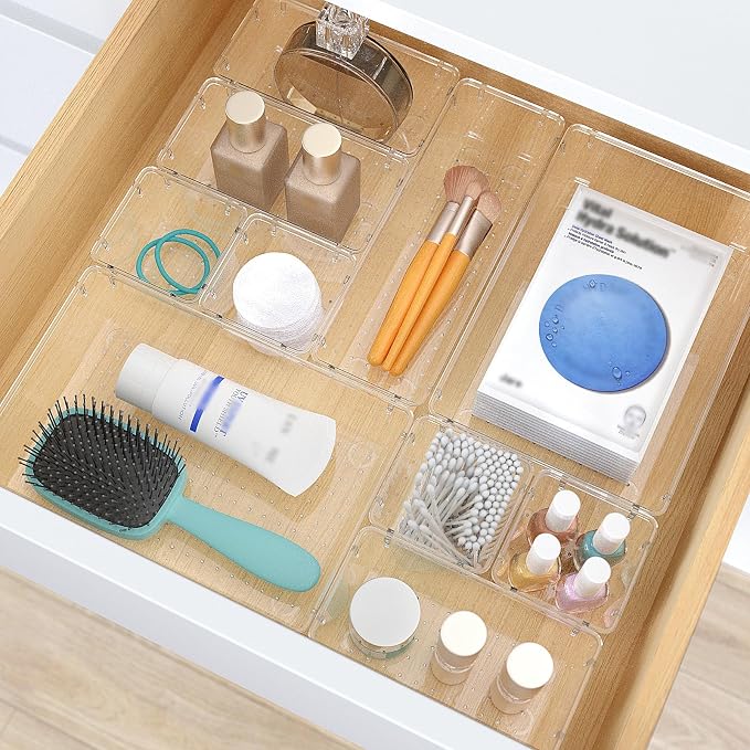 7 PCS Plastic Drawer Organizers Set, 4 Size Desk Drawer Organizer Trays | 4 - Image 5