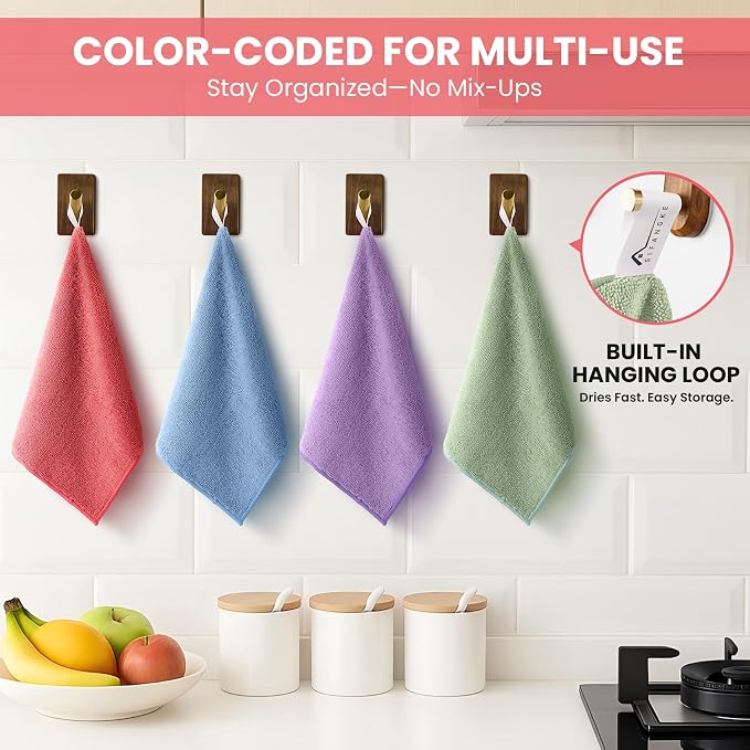 SIFANGKE Microfiber Cleaning Cloth, 52 Pack Assorted Color Cleaning Rags - Image 3