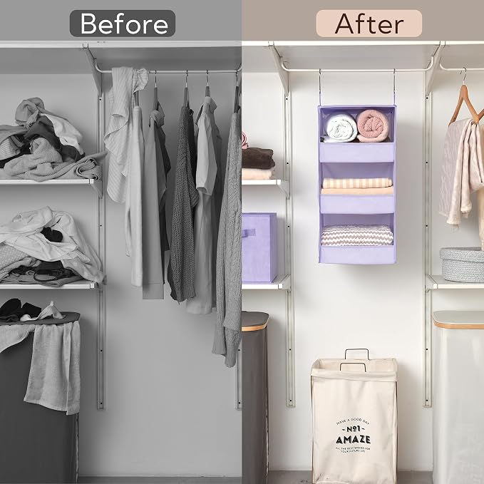 GRANNY SAYS 3-Shelf Hanging Closet Organizer, Foldable Storage, No-Sag Support - Image 6