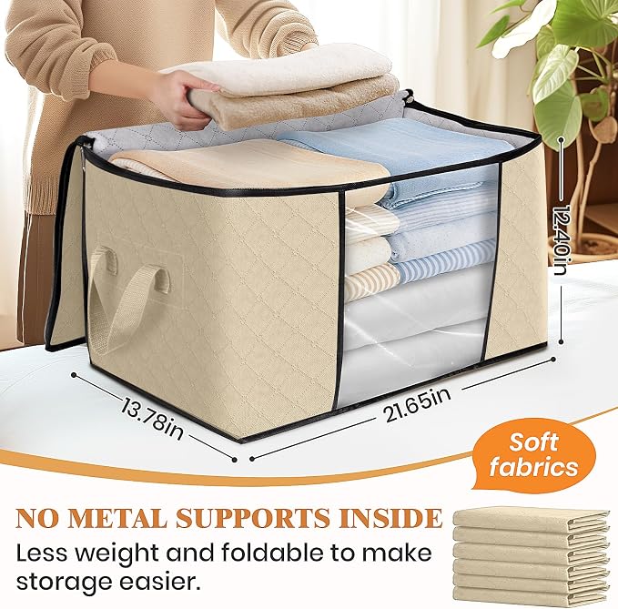 3 Pack Storage Bags for Clothes Blanket Storage Bins - Image 2
