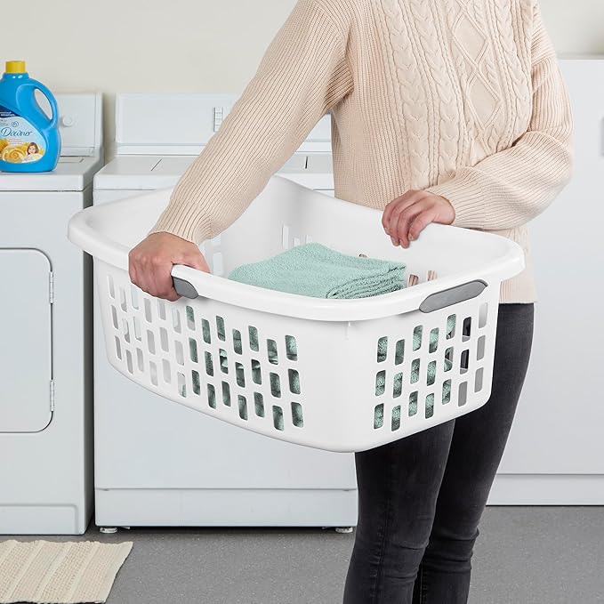 Sterilite HipHold Laundry Basket, Plastic Rectangle Clothes Hamper, 6 Pack - Image 4