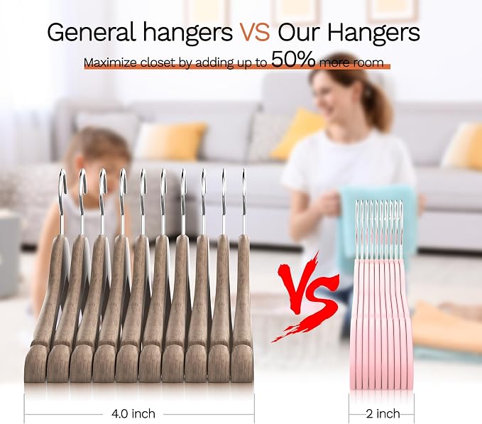 Pink Velvet Hangers 20 Pack, Slim Space Saving Suit Hangers - Image 4