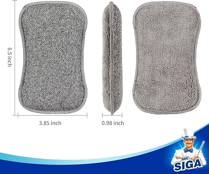 MR.SIGA Dual-Sided Scrub Sponges, Reusable Dishwashing Sponges, 6 Pack | Sponges - Image 3