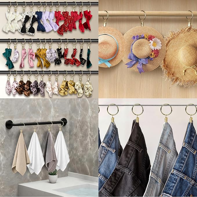 Curtain Rings with Clips, 44 Pack Metal Drapery Rings with Clips Hooks Hangers - Image 9