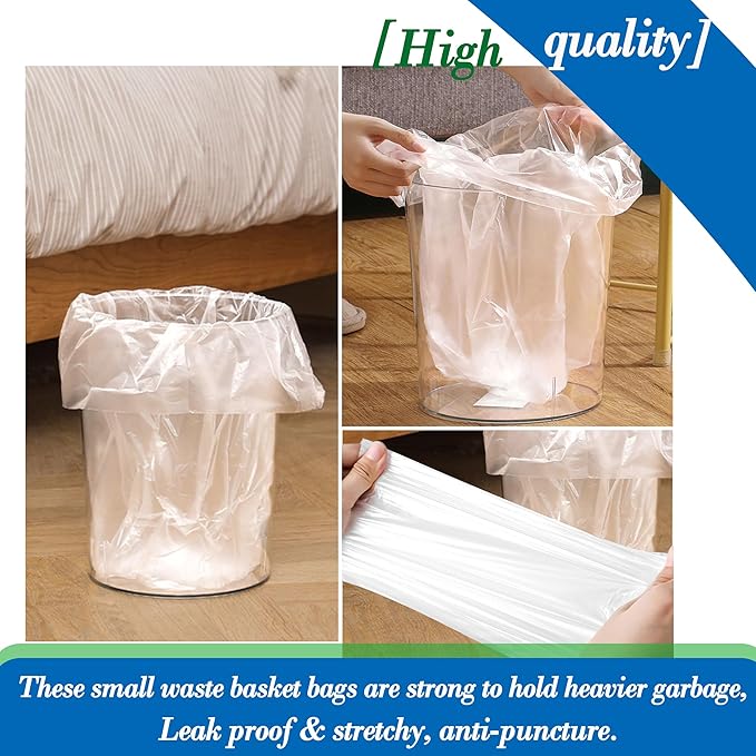 Hommaly 1.5 Gallon 200 pcs Small Clear Trash Bags, Strong 1.3 Gallon 1.6 gallon - Image 5