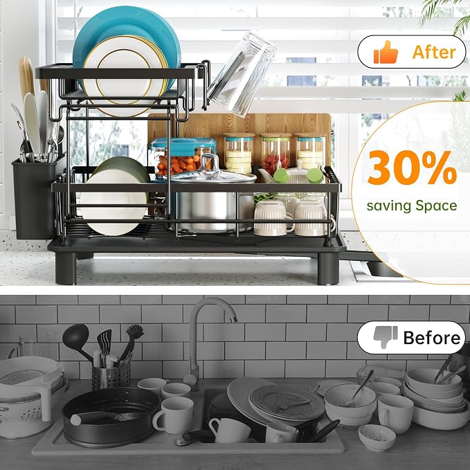 2 Tier Large Detachable Dish Drying Rack - Image 6