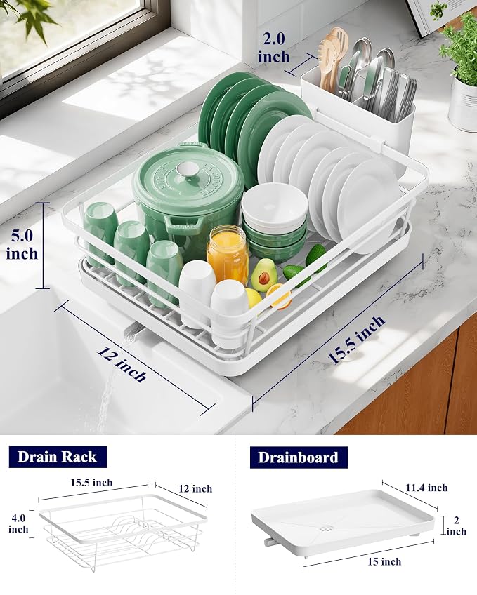 Kitsure Dish Drying Rack for Kitchen Counter, Cutlery Holder, Home and - Image 2