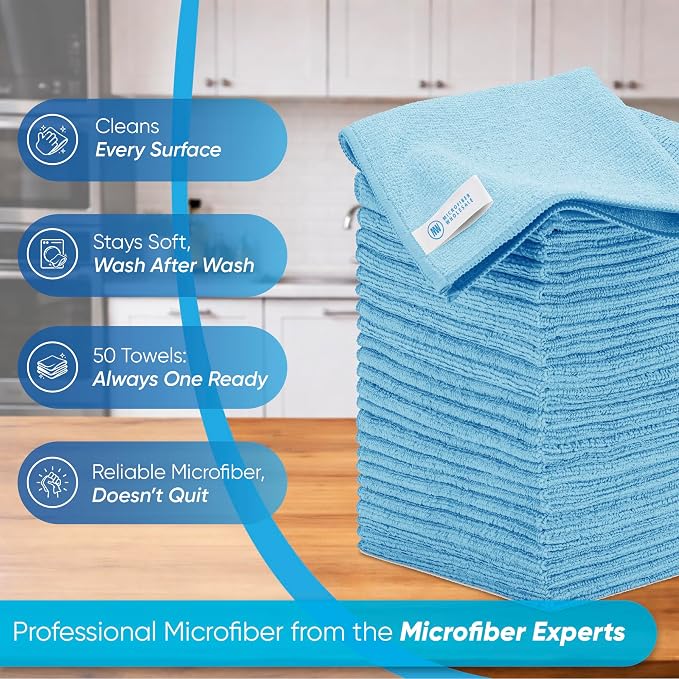 Microfiber Wholesale White Microfiber Cleaning Cloths, 50 Pack 16x16 – - Image 2