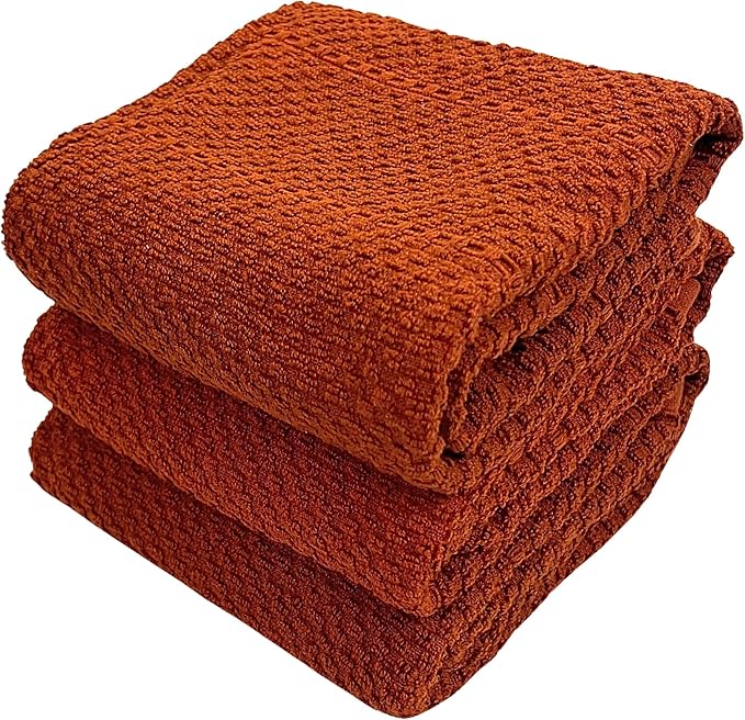 Cinnamon Maroon Rust Kitchen Dish Towels, 100% Cotton - Image 6