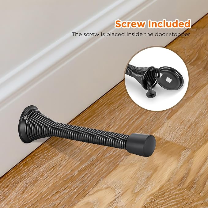 Ravinte Door Stoppers, 18 Pack Black Spring Door Stops - Image 5