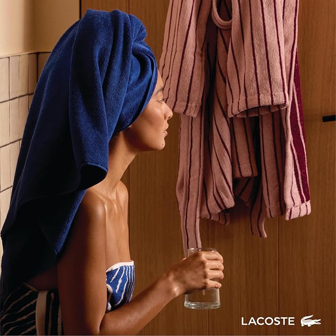 Lacoste Heritage Supima Cotton 6-Piece Towel Set, Sand | Highly Absorbent - Image 7