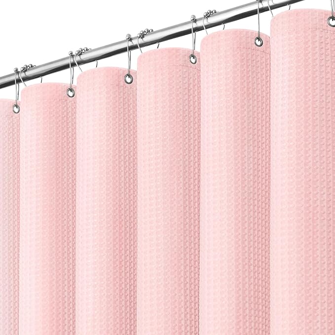 Dynamene Stall Waffle Shower Curtain 256 GSM Heavy Fabric 60x72 Pink by Dynamene