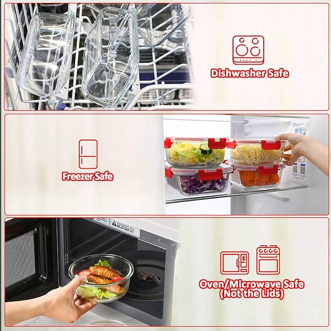 M MCIRCO 30 Piece Extra Large Glass Food Storage Containers - Image 4