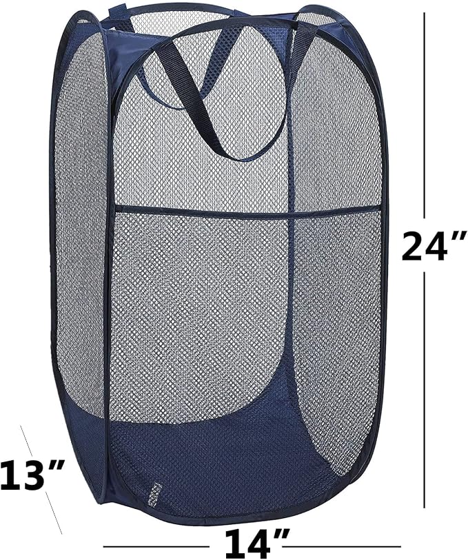 2 Pack Laundry Basket, Foldable Mesh Pop-up Laundry Hamper - Image 6