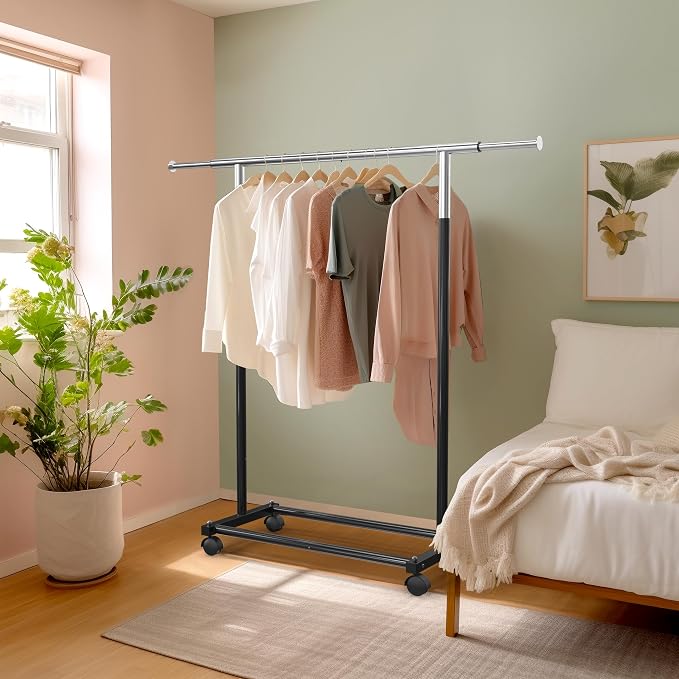 Simple Houseware Standard Rod Garment Clothing Rack, Extendable Width from 30 - Image 4