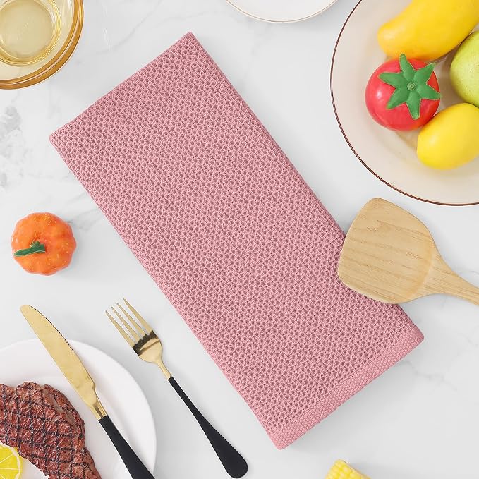 Homaxy 100% Cotton Waffle Weave Kitchen Dish Towels 8-Pack, Dried Rose | 13 x - Image 7