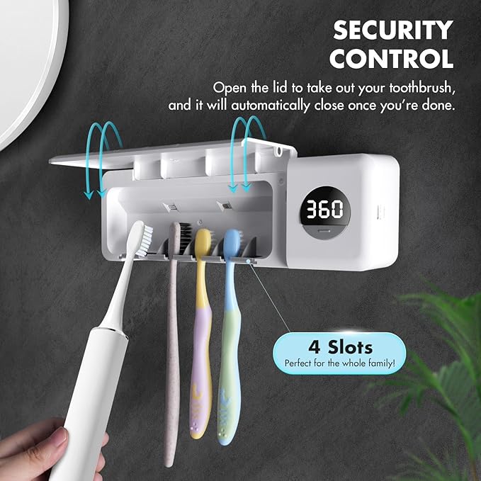 Auntyfey Sanitizeri Toothbrush Holder, Sanitizeri Toothbrush Cleaner | 2000mAh - Image 5